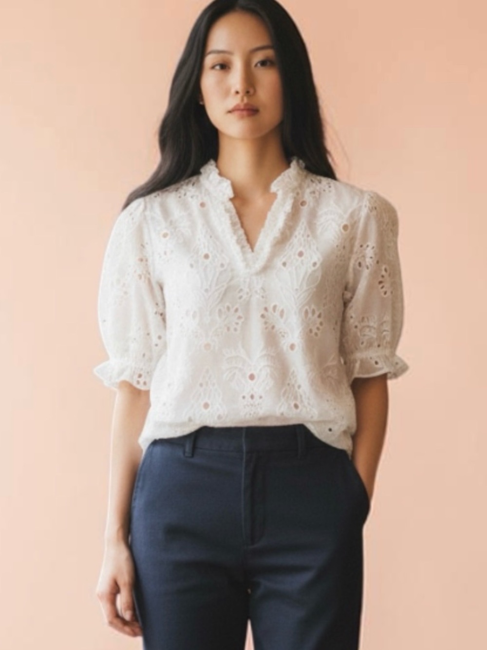 Generation Love Cut Out Lara Embroidered Short Sleeve Shirt Size Small